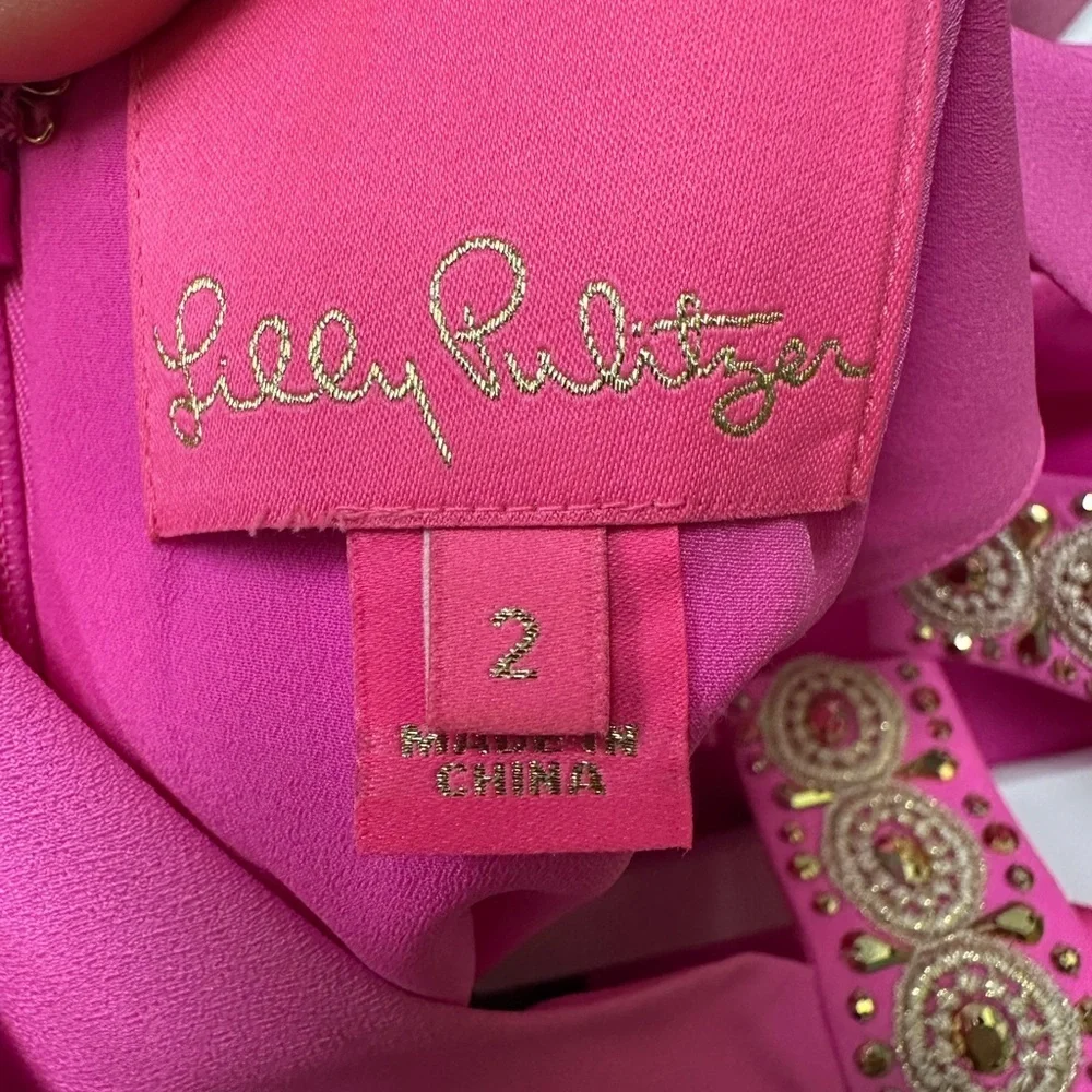 Lilly Pulitzer Hot Pink Embellished Shift Dress | Size 2